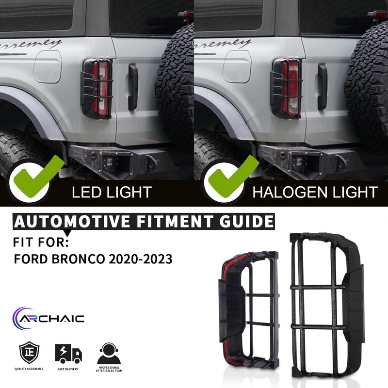 Archaic Tail Light Covers for Ford Bronco 2021-2023, Rear Lamp