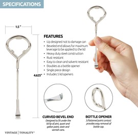 Pro Metal Paint Can Opener Painter Tool & Bottle Opener - Sturdy Steel Design - Lid Removal - Rust Resistant (5 PCS Pack) by Vintage | Tonality