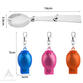 ANNASAMDO 3-Piece Foldable Fork and Spoon Set, Foldable Cutlery for Takeaway, Stainless Steel Folding Cutlery with 3 Plastic Containers for On the Go, Travel, Camping, Picnic, Other Outdoor Activities