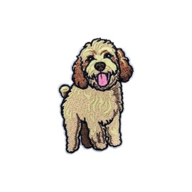 Roiseposie Goldendoodle Dog Patch, Cute Dog 3 Inches Iron On/Sew On Embroidered Applique Fabric Animal Smile Patches for Clothes Backpacks Hat Jeans, Dog Mom Embroidery Patches for Pet Lovers