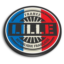 1 x Round MDF Magnet - Lille France French Flag 6025