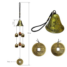 Fengshui Wind Chimes, Outdoor Fortune Tree Metal Bells Feng Shui Wind Chimes for Lucky Home Garden Patio Yard Hanging Decor Gift (6 Bells)