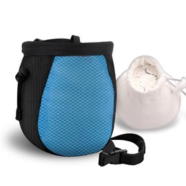 Climbing Chalk Bag - with Chalk Ball - Adjustable Black Chalk Bag for Rock Climbing Equipment, Blue