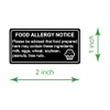 500PCS 1x2'' Black Removable Food Allergy Warning Labels Allergies Restaurant
