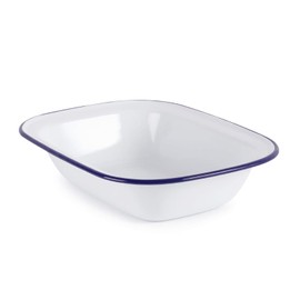 WINSOME Enamel Pie Dish | White Enamel Roasting Tin| Dishwasher Safe Pie Dish Pudding Baking Steak | Enamel Plate Tray for Oven & Stove (L 20 x W 14.5 x D 4.5 cm)