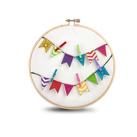 BeaLena Embroidery Kit with Frame/Hoop/Party/16.5 x 16.5 cm/Material for 1 Piece Including Instructions