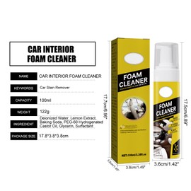 UYUAN Multipurpose Foam Cleaner Spray, Lemon Scented All-Purpose Household Cleaners for Car, House, and Kitchen, Powerful Dry Cleaning Agent 100ml