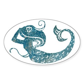 CafePress Mermaid WornTr Oval Car Bumper Sticker