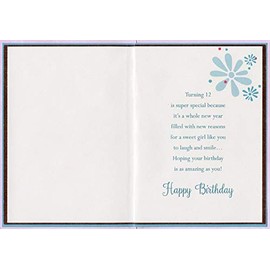 Designer Greetings Cupcake with White Frosting and Gold Foil Age 12 / 12th Birthday Card for Girl