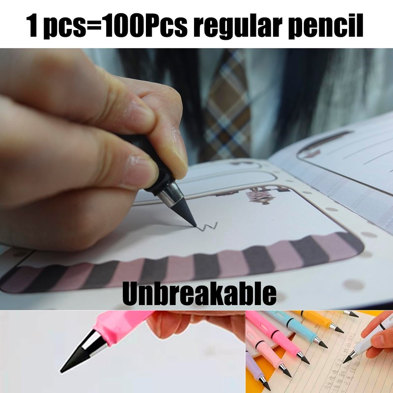 XNJIHWA 12PCS Infinity Pencils Black Refill Pencil Inkless Everlasting Pencil