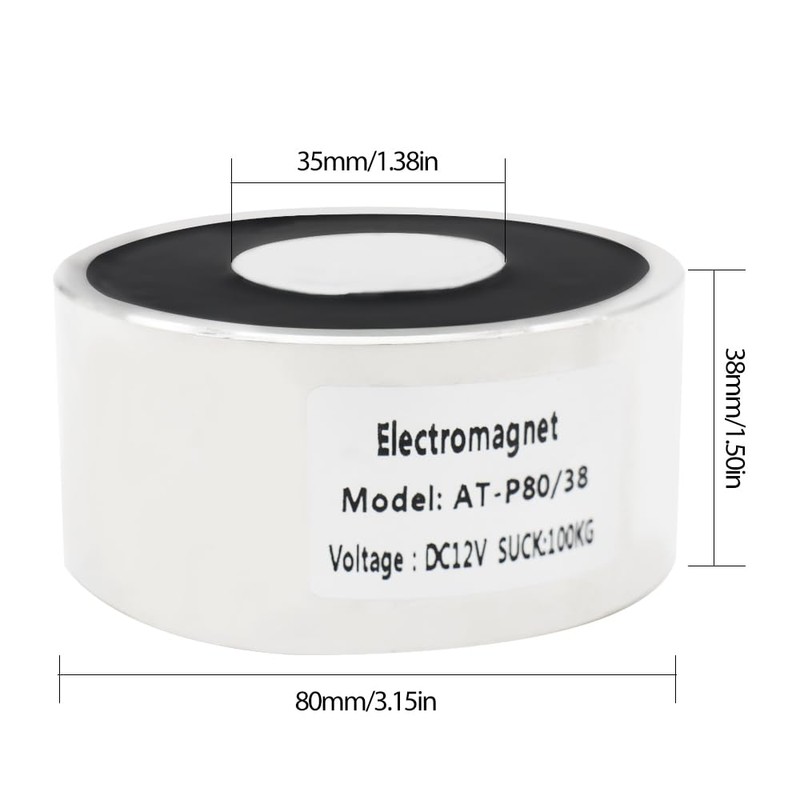 AIRTAK 220LB/100Kg 1000N Sucker Round Electric Magnet Suction Holding Solenoid
