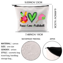 XYANFA Pickleball Makeup Bag Pickleball Player Gift Pickleball Lover Gifts For Women Peace Love Pickleball Cosmetic Bag (Peace Love Pickleball)