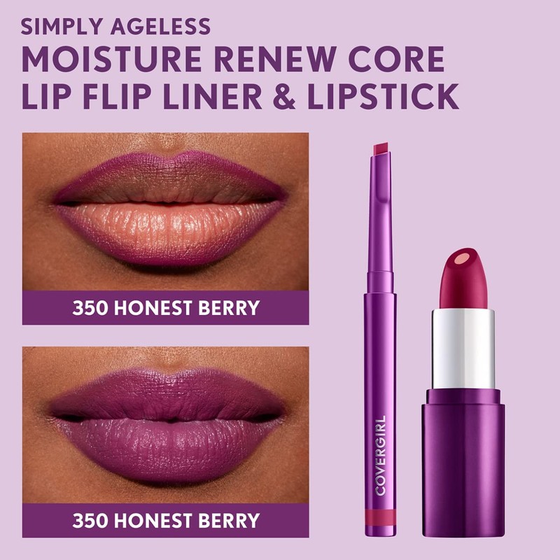 COVERGIRL Simply Ageless Lip Flip Liner, Honest Berry, Pack of
