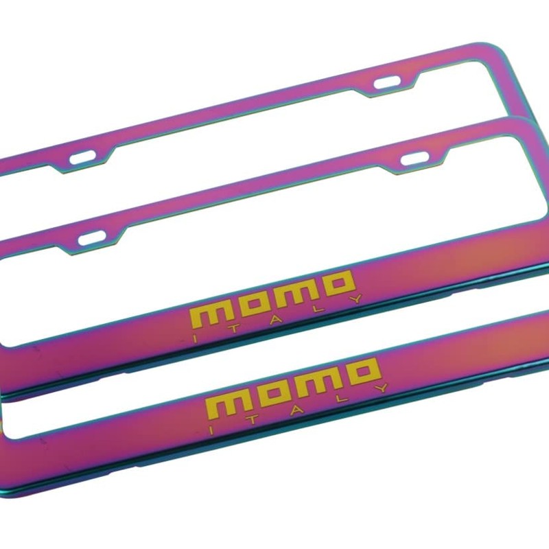 2Pcs MOMO Neo Chrome Aluminum Alloy License Plate Frame W
