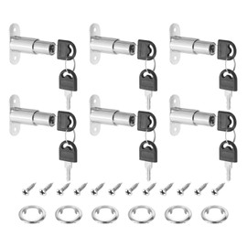PATIKIL Push Plunger Lock, 6 Pack 22mm Cylinder Length 3/4" Cylinder Diameter Zinc Alloy Chrome Finish Desk Drawer Lock Keyed Different for File Cabinet Wardrobe Sliding Door