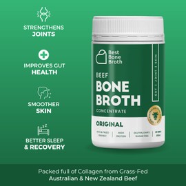 Beef Bone Broth Concentrate Grass Fed - Made from top Australian Cattle - Full of Protein and Collagen | 35 Servings Makes 2.25 gallons of Broth | Just add Water | Keto & Paleo Friendly | Sippable