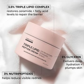 OBOGEE Triple Lipid-Peptide Cream: Enriched with Lipids, Peptides, Hyaluronic Acid, and Shea Butter for Brightening, Firming, and Plumping, 1.8 oz