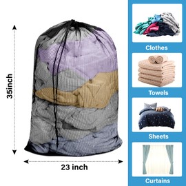 2PCS Large Mesh Laundry Bag with Drawstring, 23×35 inch Anti-Deformation and Wear-Resistant Mesh Bag for Washing Machine
