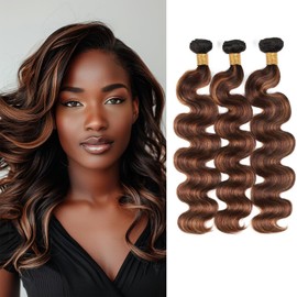 Highlight Body Wave Bundles Human Hair Ombre Brown Bundles 8 10 12 Inch 8A Brazilian P4/30 Human Hair Bundles Extension