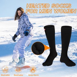 MMlove Heated Socks for Men Women, 3 Heat Settings, 4000mAh Battery, Electric Heated Socks, Washable Rechargeable Foot Warmers for Camping Fishing Skiing Hiking
