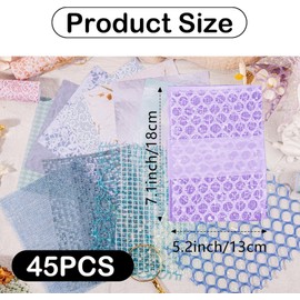 DIY Craft Scrapbooking Paper Textured Papers, Scrapbook Paper Set, 45 Sheets Handmade Textured Paper Scrapbook Paper Set, Handmade Scrapbook Paper Mesh Papers Handmade Paper for Scrapbook Supplies