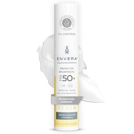 ENVERA | Protector Solar Facial Oil Control Piel Grasa SPF 50+ | Bloqueador Solar Facial Toque Seco Ultra Matificante | Primer Vegano Resistente Al Ag