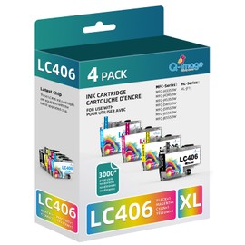 Q-image LC406XL LC406 Ink Cartridges to Use with MFC-J4335DW MFC-J4345DW MFC-J4535DW MFC-J5855DW MFC-J5955DW MFC-J6555DW MFC-J6955DW Inkvestment Tank All-in-One Printer (Black, Cyan, Magenta, Yellow)