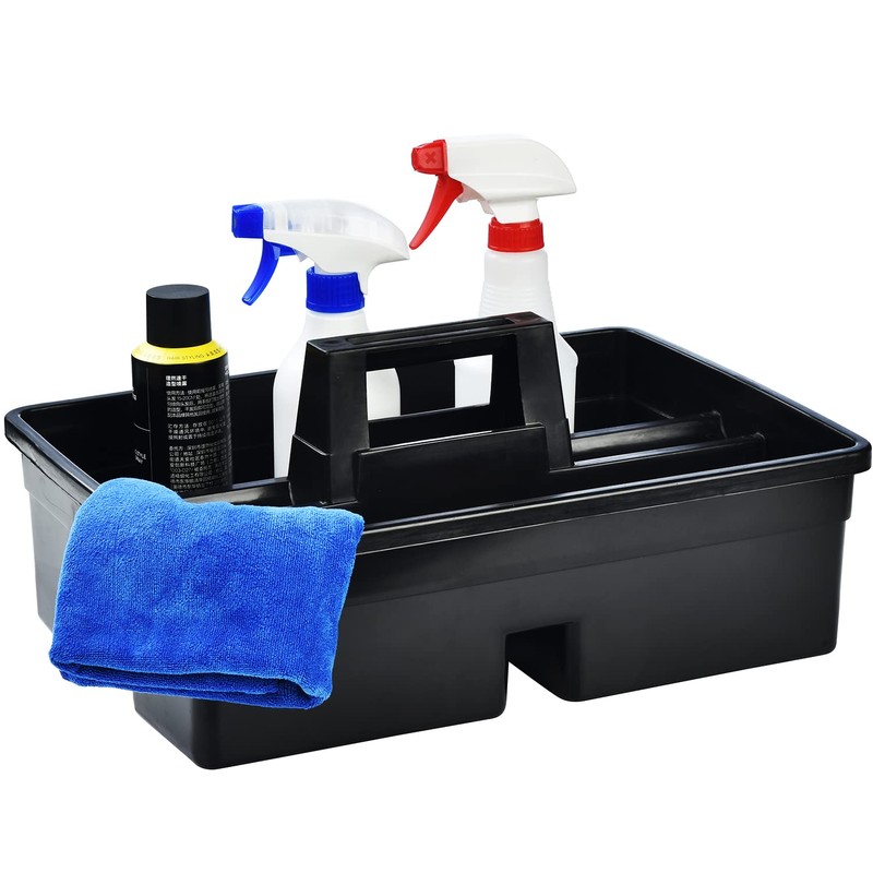 3-Compartment Plastic Cleaning Caddy Basket – Stackable Large Commercial Quality