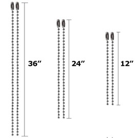 Blue Donuts Ceiling Fan Pull Chain Extender 3.2mm Diameter Chrome Chain Extension, Pack of 6 â€“ Two 12 Inch, Two 24 Inch, Two 36 Inch, Metal, Silver