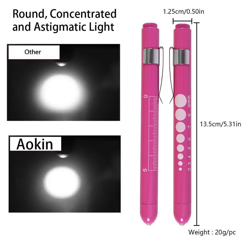 Aokin Medical Pen Light for Nurse Doctor, Reusable LED Medical