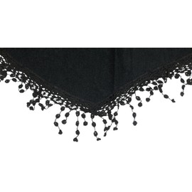 fashionchimp Women's Scarf with Decorative Tassels and Pattern Mix Embroidery Fringe Scarf Triangle Scarf, Knitted black