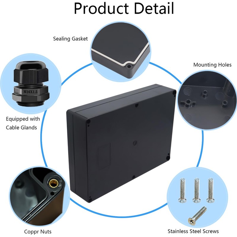 Otdorpatio Junction Box IP65 Waterproof ABS Plastic Electrical Project Case