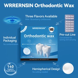 WRRERNSIN Orthodontic Wax for Braces Wax Dots 140 Individually Wrapped Dental Kit for Wires Unflavored