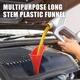 uxcell Engine Oil Funnel Multipurpose Long Stem Plastic Funnel Straight Output Red for Car Gas Tanks Engine Oil Water