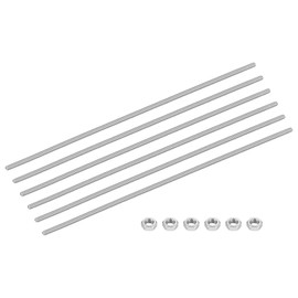 sourcing map 6Set M4-0.7x200mm Fully Threaded Rods, Threaded Rods Bar Studs with Nuts, 304 Stainless Steel Long Thread Screws Hardware for U-Bolts, Anchors, Clamps, Hangers, Silver