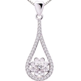 ALOV Jewelry Sterling Silver Cubic Zirconia Pendant Necklace (White)