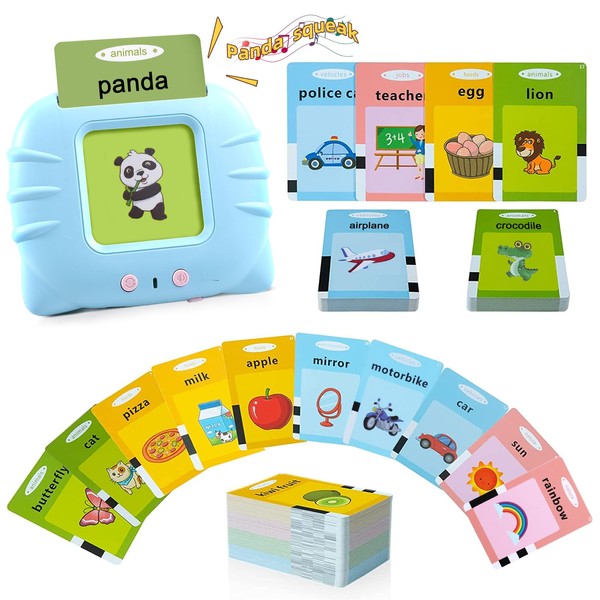MINIBEAR 224 Words Talking Flash Cards For Autistic Children Montessori Interactive Toy Educational Preschool Sensory toys Sound Toys Learning Toys for Kid's Birthday Gifts Montessori Toys