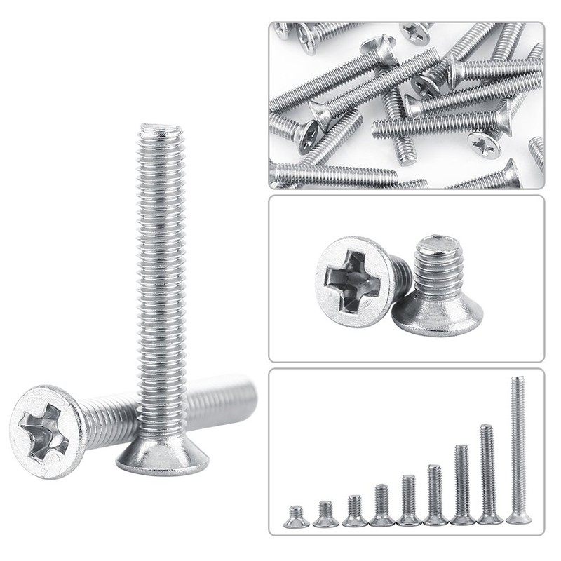 M3 Flat Head Countersunk Screw Fixing Full Thread Stainless Steel