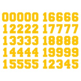 Premium Stickers Sports Number Stickers Decals 1.25'' Helmet Numbers for Hockey, Baseball, Football, Lacrosse, Rugby and More (Yellow)