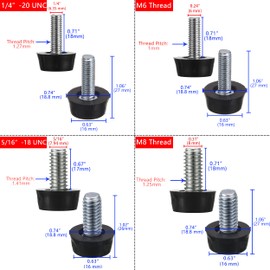 EZALOR M8 Thread Adjustable Furniture Levelers Screw in Threaded 20 Pcs, Galvanized Steel Screw Foot Levelers Screw On Furniture Glide Leveling for Table, Chair, Furniture Legs