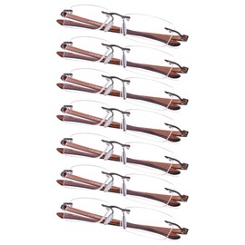 7-Pack Rimless Reading Glasses with Small Lenes (BrownArm,+1.00)