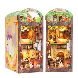CUTEBEE Book Nook Kit, DIY Miniature House Booknook Dollhouse Kit for Adults and Teens, 3D Wooden Puzzle Bookend Bookshelf Insert Decor, Tiny House Model Build Gifts Kit (Mole‘s Apartment)