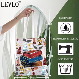 LEVLO Bookish Canvas Tote Bag Novel Postal Service Gift Book lover Shoulder Bag Novel Bookworm Merch (C City Tote)
