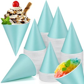 Zubebe 200 Pack Snow Cone Cups 4.5 Oz Cone Paper Cups Bulk Small Water Dispenser Cups Wax Coated Leakproof Cups for Office Water Coolers Shaved Ice, Slush Ice Cream (Blue)