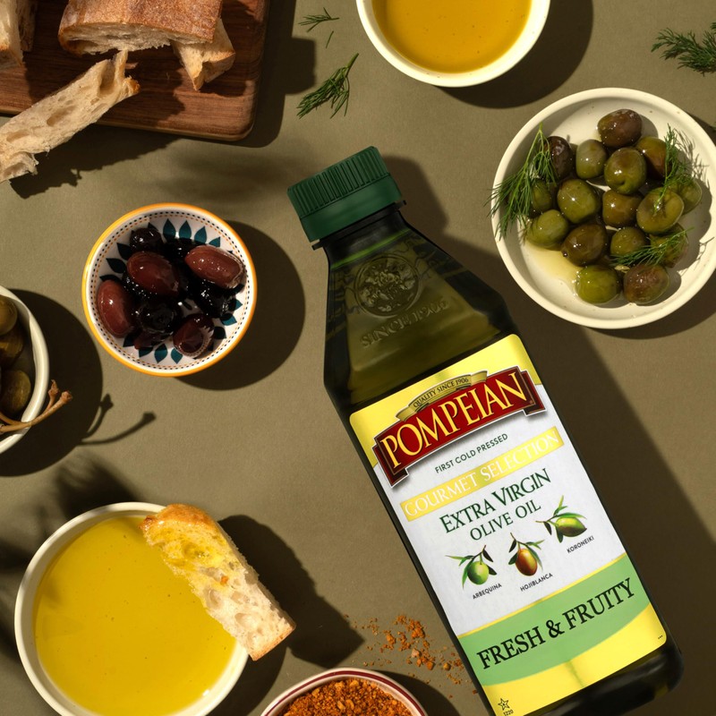 Pompeian Gourmet Selection Extra Virgin Olive Oil, Contains Polyphenols, First
