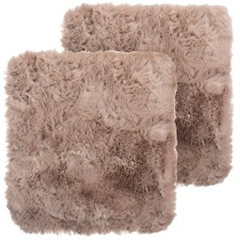 Brandsseller Seat Cushion Rug 38 x 38 cm Lambskin Look Square Faux Fur Long Pile Rug Lambskin Cushion Faux Sheepskin Taupe