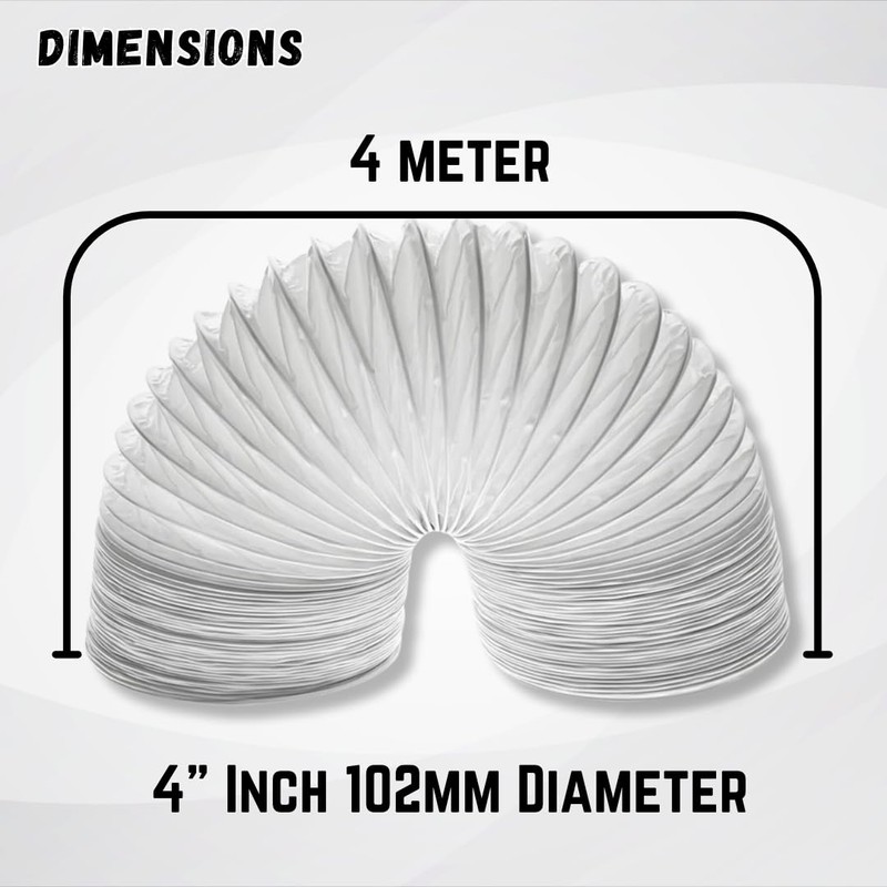 Invero® 4 Meter Universal Condenser Long Vent Hose Flexible Pipe