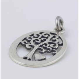 Unbranded Women Girl 925 Sterling Silver Healthy 18 mm Oval Tree of Life Heart Pendant