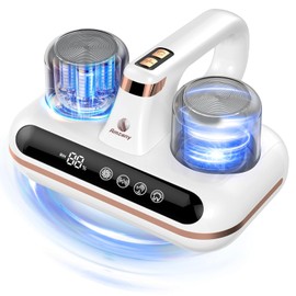 Amzany Mattress Vacuum Cleaner - 5-in-1 Cordless Bed Vacuum Cleaner, Powered by UV-C Light & Ultrasonic Technology, 16Kpa Strong Suction,Low Noise,Suitable for Dust, Pet Hair, Etc