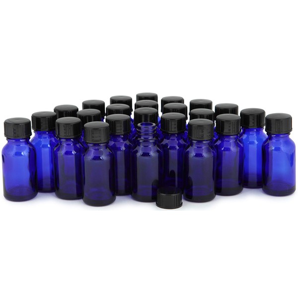 Vivaplex, 24, Cobalt Blue, 15 ml Glass Bottles, with Lids